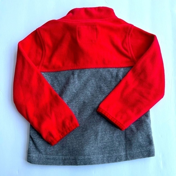 OshKosh B’Gosh Boys 2T Quarter-Zip Red and Grey Fleece Sweatshirt - Picture 3 of 4